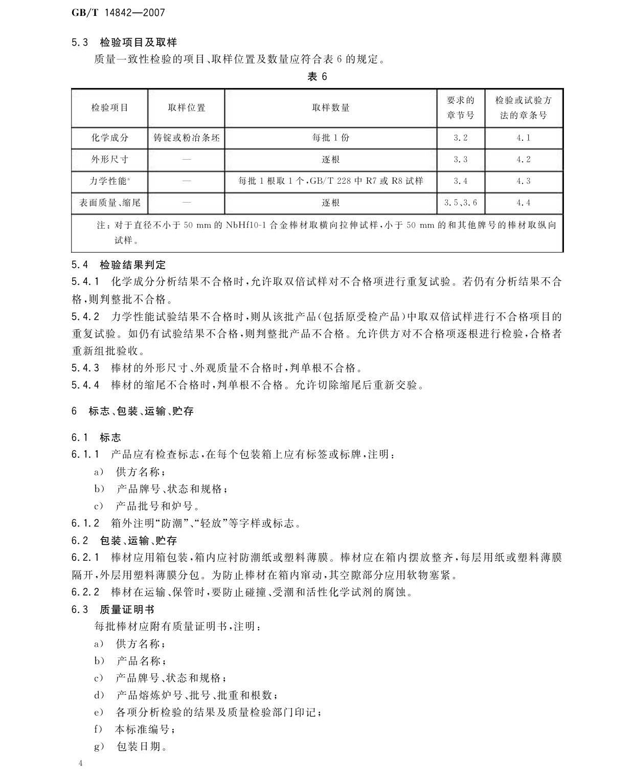 鈮及鈮合金棒國家標(biāo)準(zhǔn)GB/T 14842-2007 鈮及鈮合金棒國家標(biāo)準(zhǔn)GB/T 14842-2007
